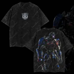 Superstyle The last Knight Orion Pax Transform Dark of the Moon Edition Double Printed Oversize Lightweight Acid Washed Tee TV Series Graphic Design Top Cotton Streetwear Film Movies T-Shirt Clothes Menswear Womenswear XVG D8A