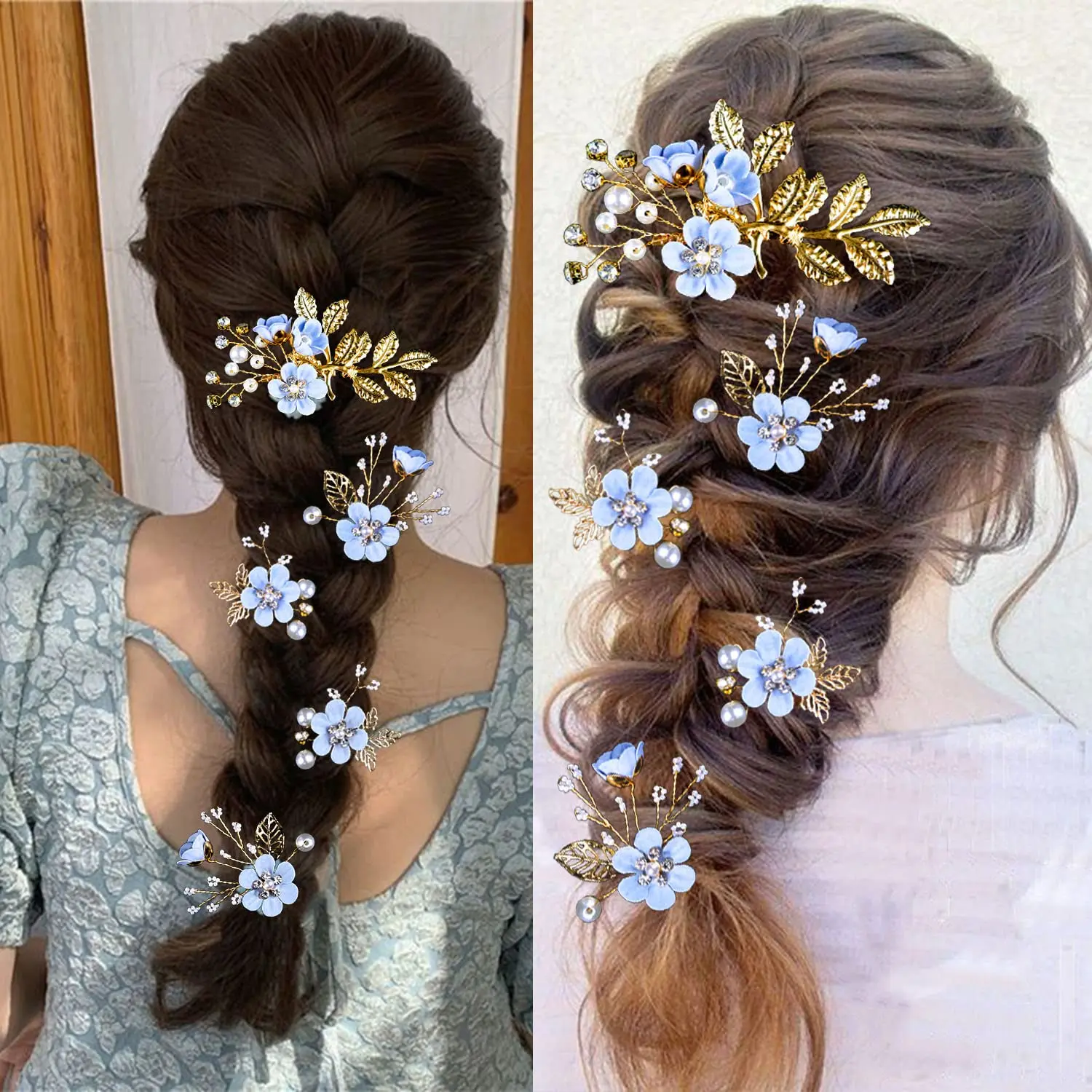 5pcs Wedding bridal hair pins flower faux pearl New  ✨✨?? 5 PCS Bridal Flower Wedding Hair Pins Crystal Pearl Hair  main image 2