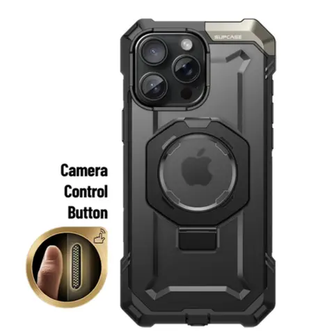 SUPCASE Heavy-Duty Aluminium Smartphone Cover with Shockproof Protection, Magnetic Stand, Camera Control Capture Button, MagSafe Compatibility, Card Slot for iPhone 16/16 Plus/16 Pro/16 Pro Max - Mobile Device Accessory