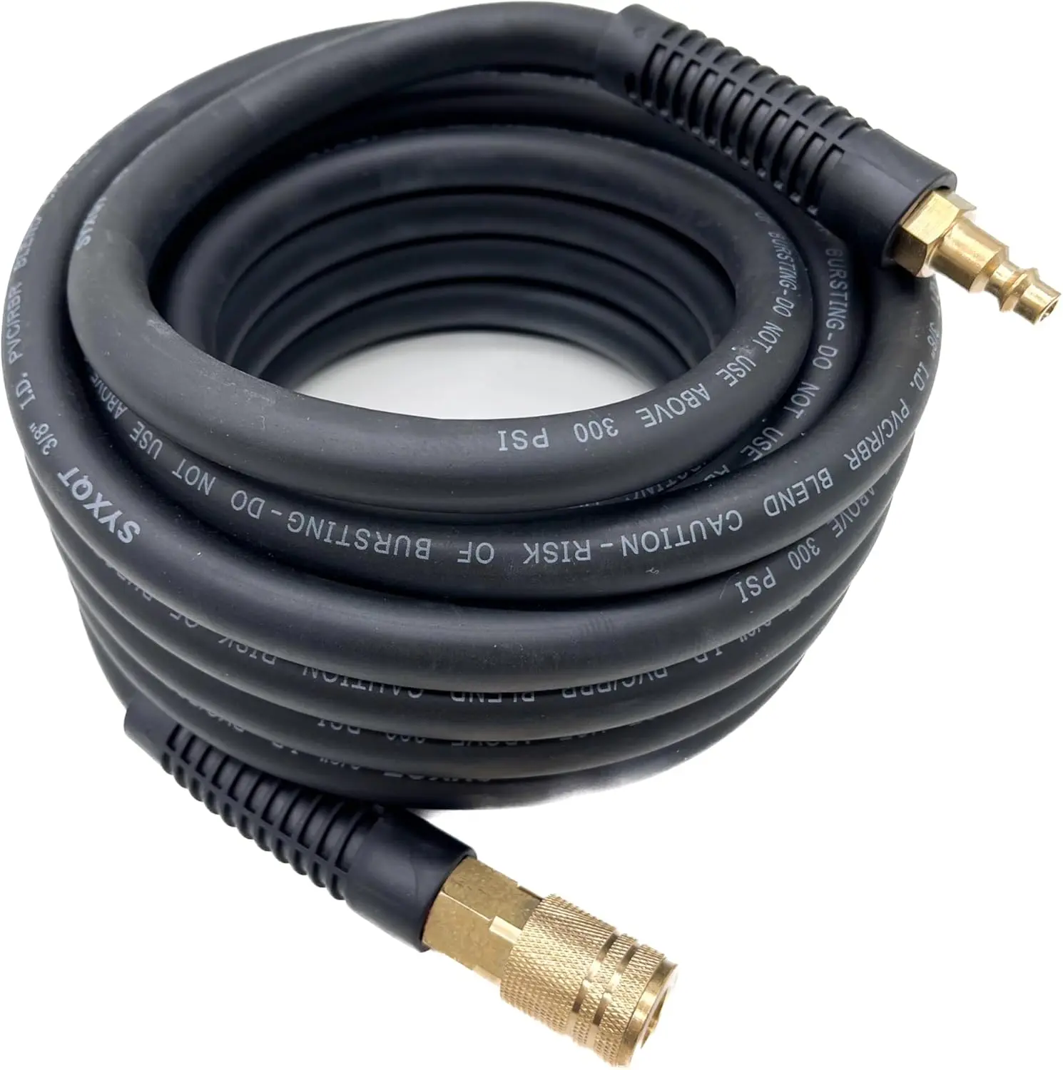 Hybrid Air Hose 3/8-Inch 25FT,Air Compressor Hose 300 PSI Heavy Duty,Lightweight,Kink Resistant,All-Weather Flexibility with 1/4-Inch Industrial Air Fittings and Bend Restrictors,Black