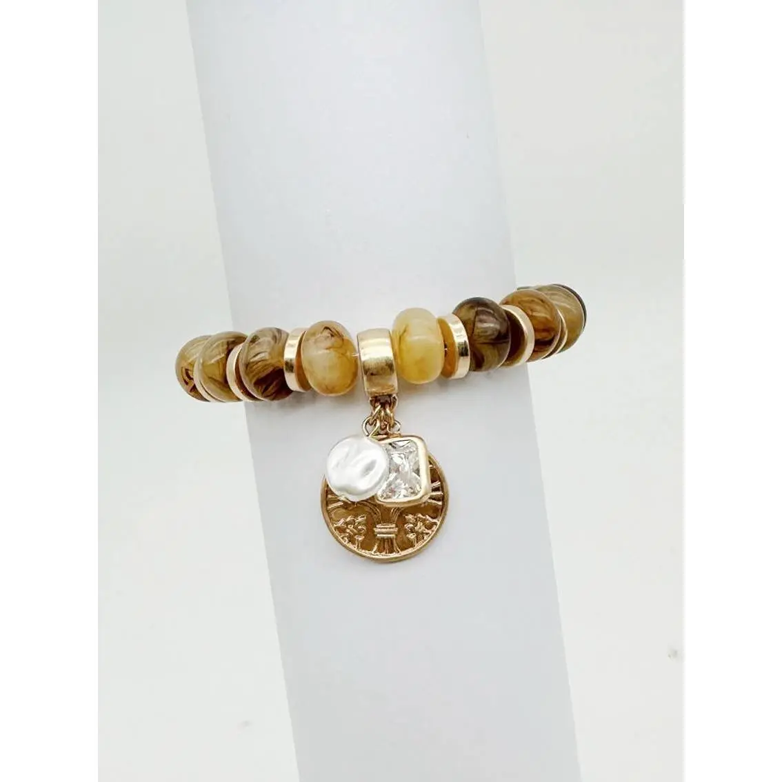 Beaded Bracelet - Brown & Taupe