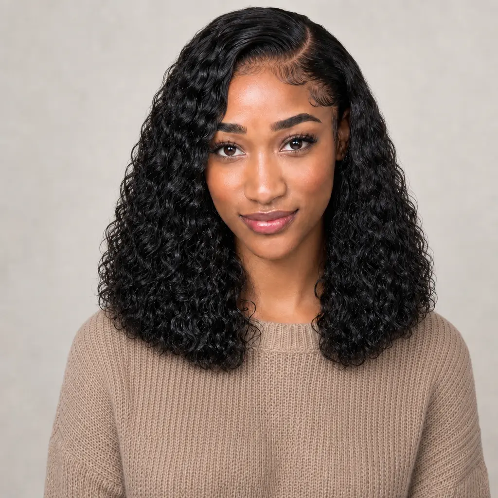 Shewell 5x5 Lace Frontal Wig - Human Hair Water Wave, HD Transparent Lace, Glueless, Drawstring Design, 180 Density