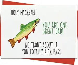 Fishing Fathers Day Card for Men, Fisherman Gift for Dad, Husband, Son, Brother, Grandpa, Perfect Pun Birthday Card for Fishing Lovers