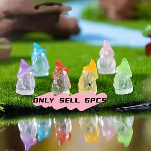 6 Piece Glow-In-The-Dark Resin Fairy Charms, Bohemian Fantasy Style Colorful Dwarf Figures, No Power Needed, Perfect for Jewelry Making