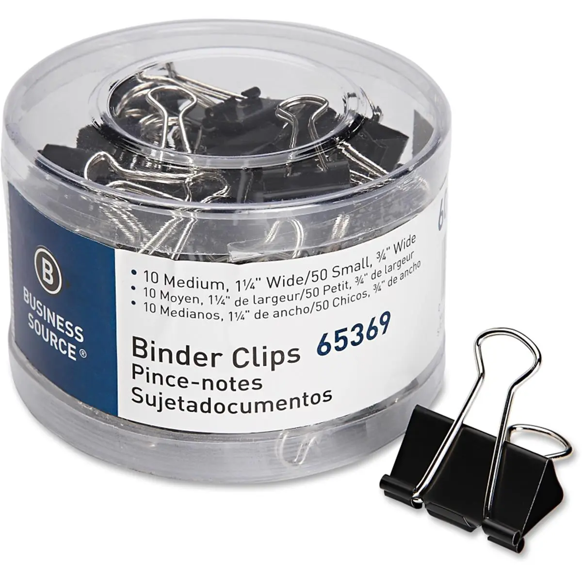 Business Source Binder Clips Set - 60-Pack, 2 Sizes (Small, Medium), Secure Grip, Steel Wire Folding Arms, Fold Flat in Front and Back, Office Organizer for Holding Large Stacks of Papers