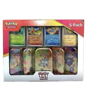 Pokemon 151 Mini Tin Set - 5 Packs (Scarlet & Violet), 10 Booster Packs (Electabuzz, Scyther, Magneton, Dragonite, Gengar), Foil Promo Cards Featuring Charmander, Bulbasaur, Squirtle & Pikachu