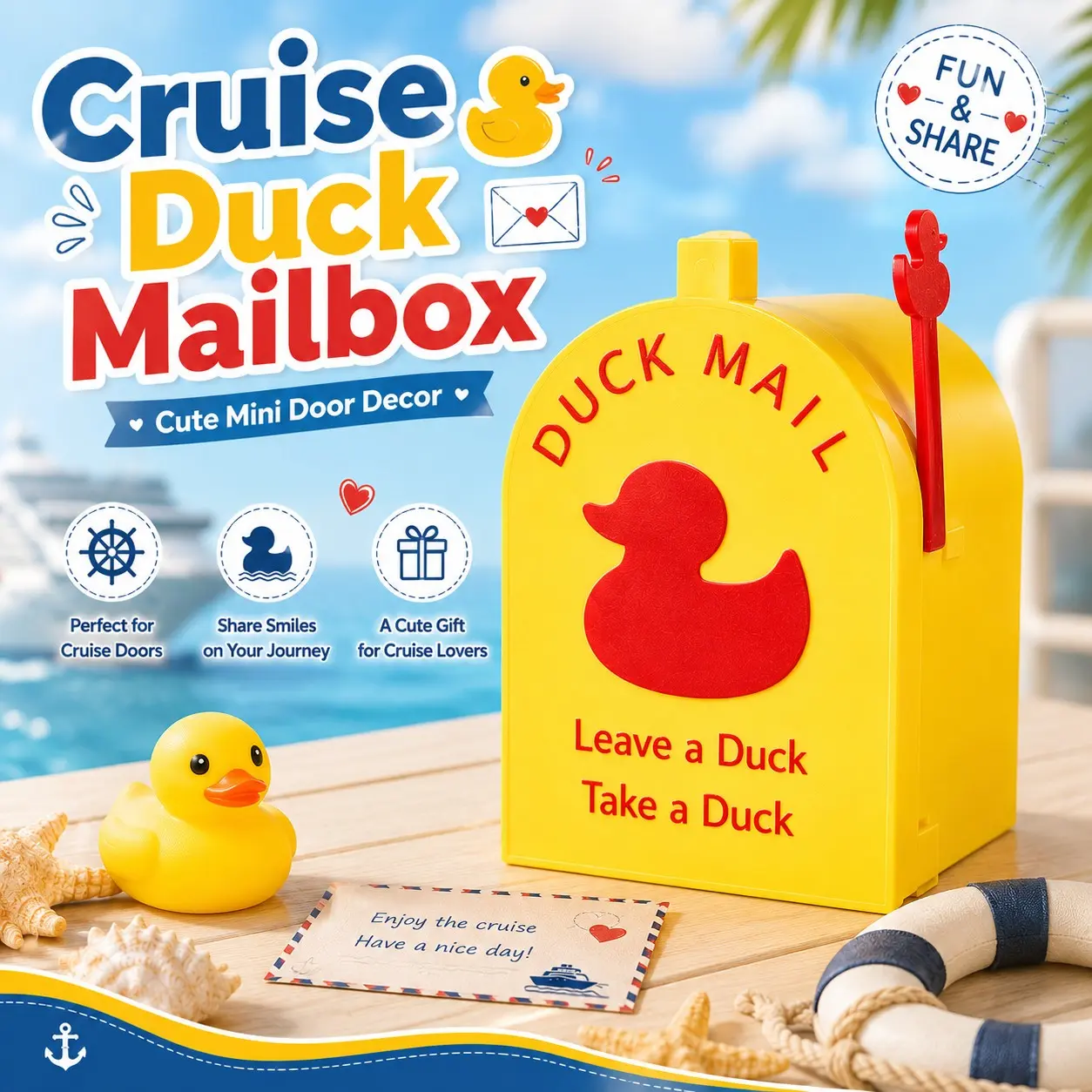 1 PC Cruise Duck Mailbox, Cute Mini Mailbox Door Decoration, Duck Exchange Box for Cruise Cabin Door, Refrigerator Decoration, Cruise Lover Gift Idea, Fun, Shared, Duck Statues