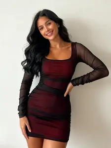 Women's Elegant Plaid Bodycon Dress, Long Sleeve Fall & Winter Party Gown, Slim-Fit Evening Wear, Perfect for Special Occasions