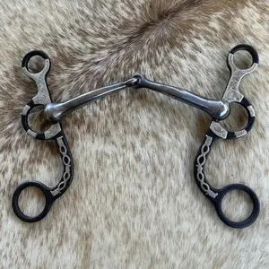 Western Argentine Style Bit 5 1/2” Mouth Barbed Wire Design Engraved Silver