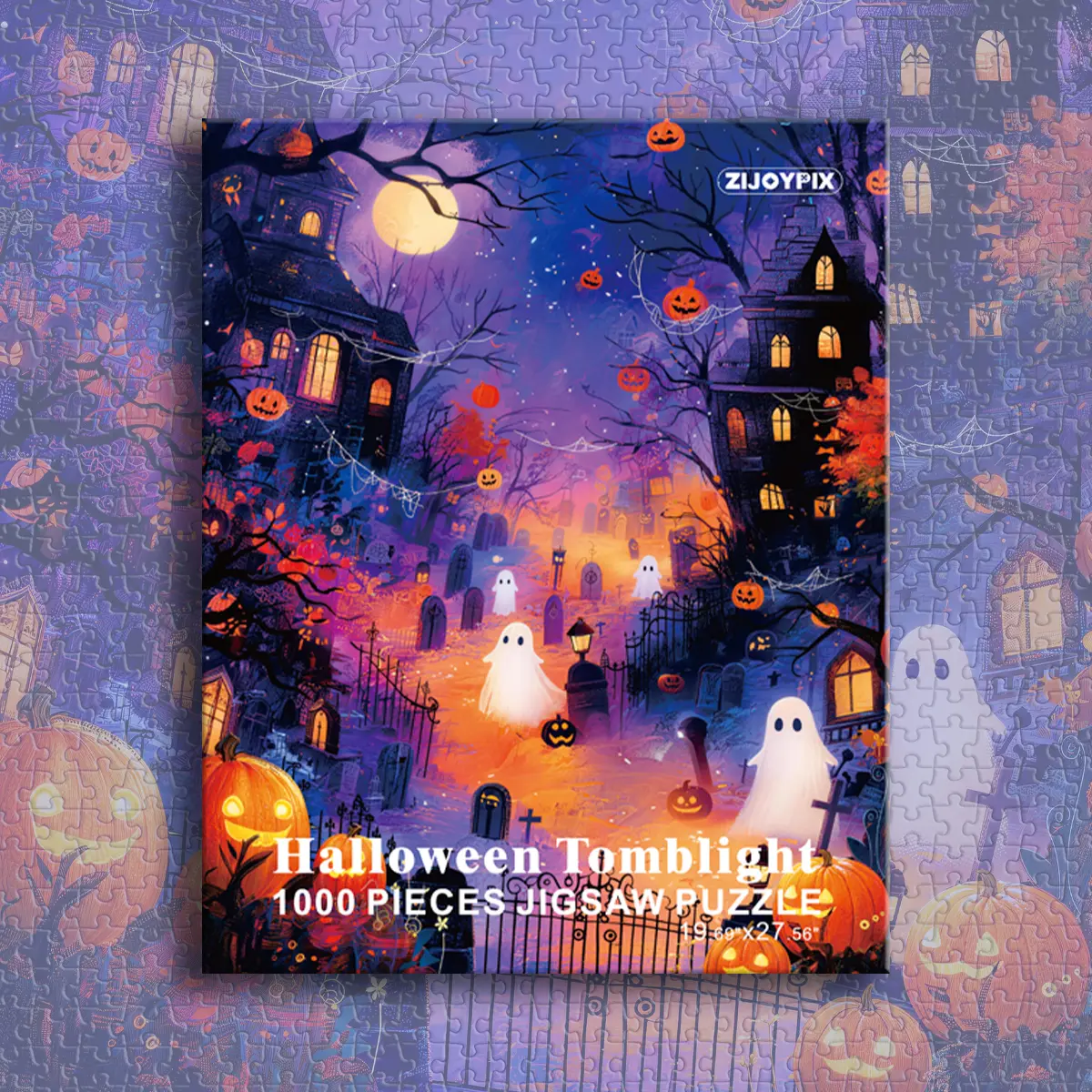 1000-Piece Halloween Haunted Village Puzzle with Ghosts, Pumpkins, Spooky Wall Art Decor for 13 Years Above, Adults & Art Lovers, Home Decor Decoration