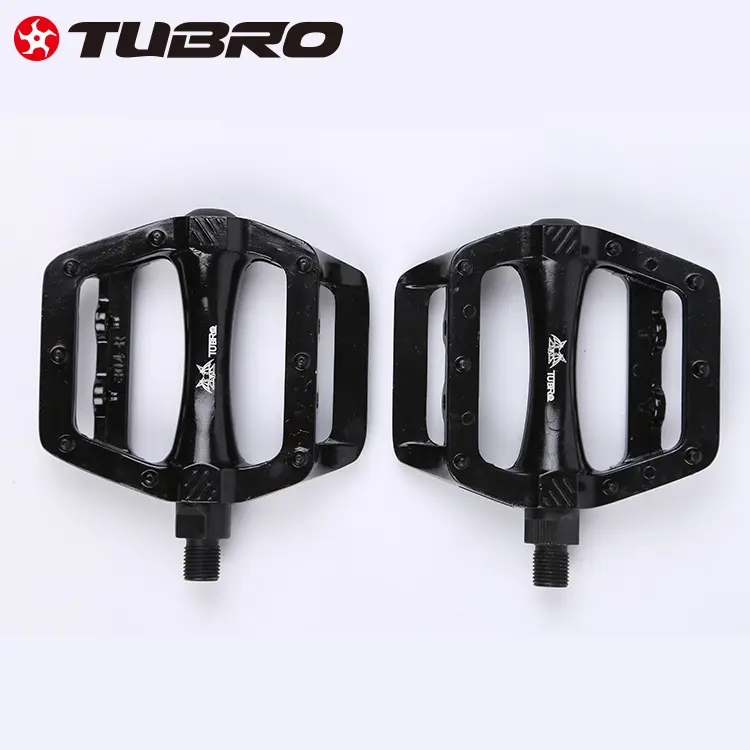 TUBRO Aluminum Alloy Mountain Bike Flat Pedals, Foldable Anti-Slip Bicycle Pedals with Reflective Warning Strips, 9/16" Axle MTB Cycling Pedals
