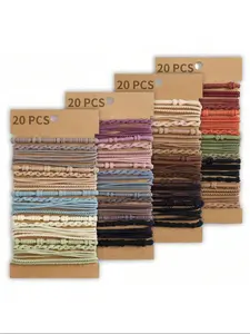 Boho 20pcs Women Bohemian Style Elastic Hair Ties & Bracelets, Multifunctional Soft Hair Ties, Various Styles Ponytail Holder,Dopamine Ponytail Holders Hair Elastics Hair Rubber Bands Scrunchies Hair Rope, Hair Bobbles, Elastic Hair Accessory