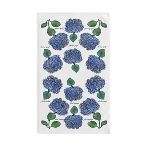 Slightly Subtle Hydrangea Towel on White, Floral Kitchen Decor, Gift for Gardeners, Blue Flower Towel, Spring Home Decor, Political Gag Gift