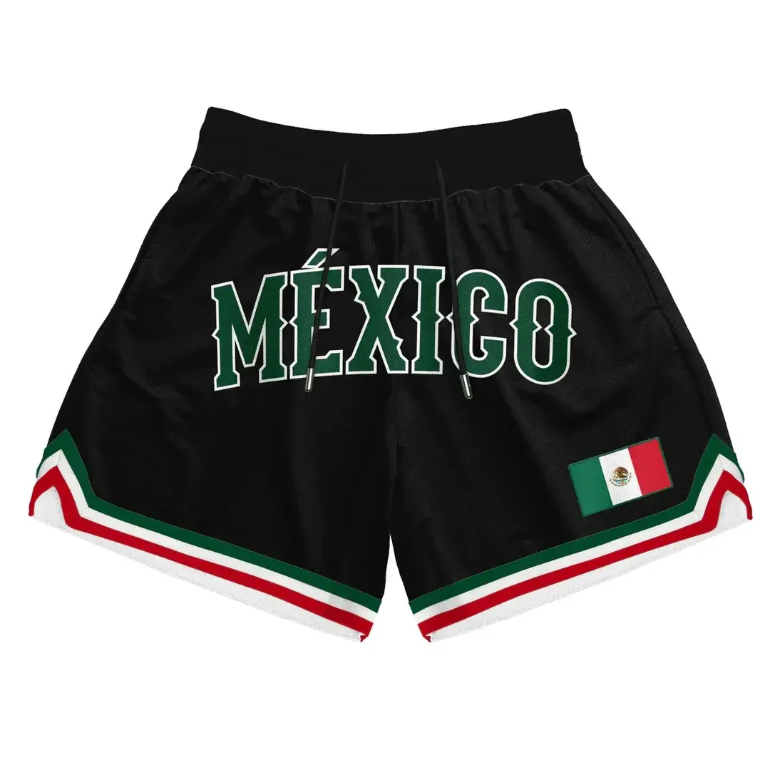 Men's Mexico Heritage Basketball Shorts, Professional Sports Clothing for Sports & Outdoor Activities - Black