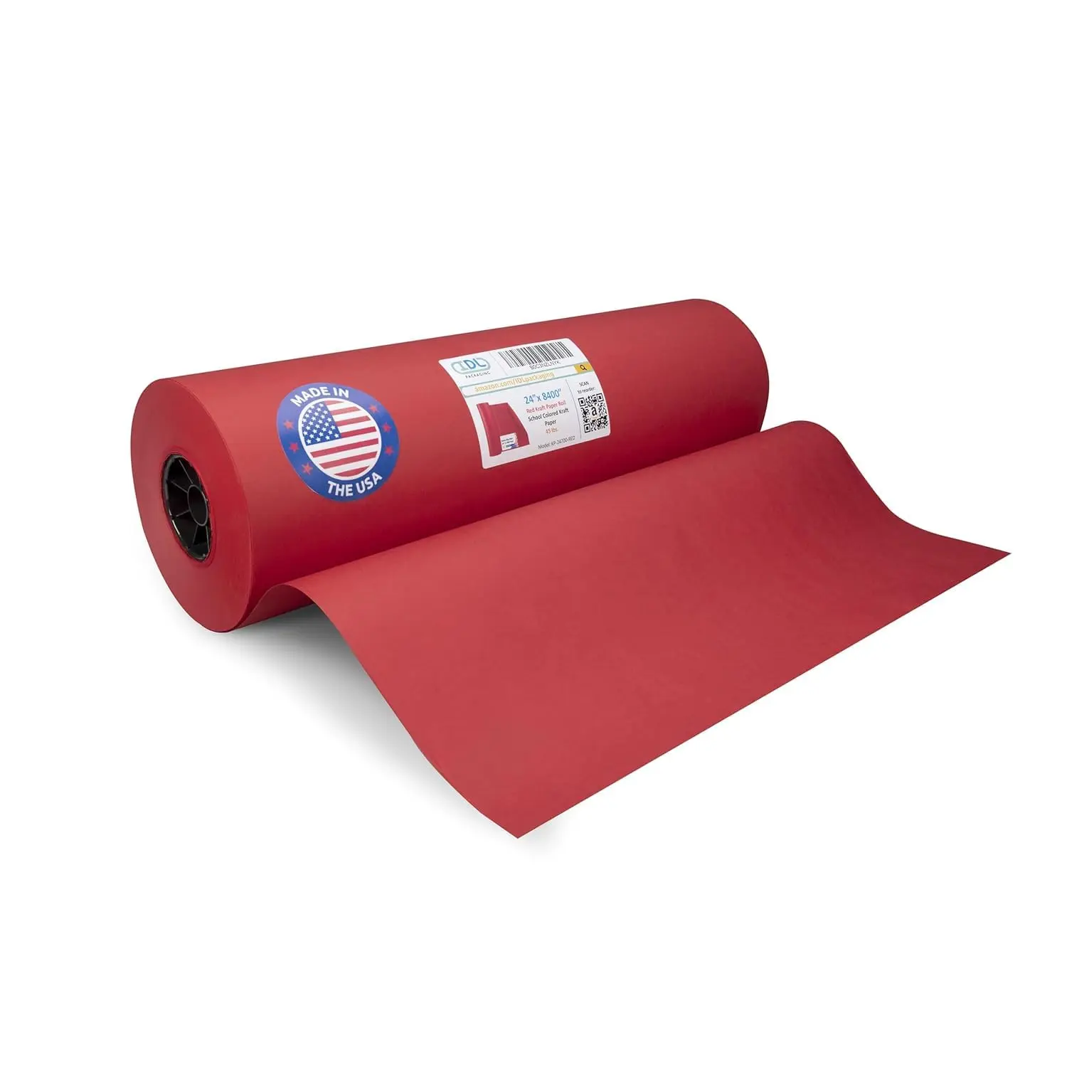 Red Kraft Paper Roll 24" x 8400" (700 feet) - Quality USA-Made Large Paper Roll 45lb Thickness for Packing, Moving, Shipping & Crafts/Art - 100% Recyclable Natural Wrapping Material by IDL Packaging