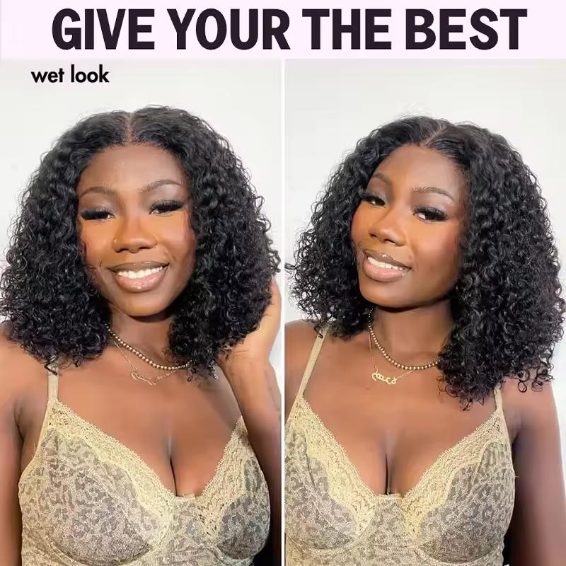 Deep Wave Curly Bob Glueless Wig 100% Human Hair Ready To Wear 6x4 Hd Lace Closure Wig Jerry Burmese Curly Frontal Short Bob Water Wave Wig Ready to Wear And Go For Women On Sale