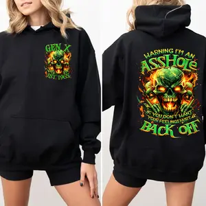 Personalization Gen X FAFO Hoodie, Warning I'm An As*hole Raised on Hose Water and Neglect, 100% Cotton, Two-Sided Print  Design Menswear Shirt Casual Classic