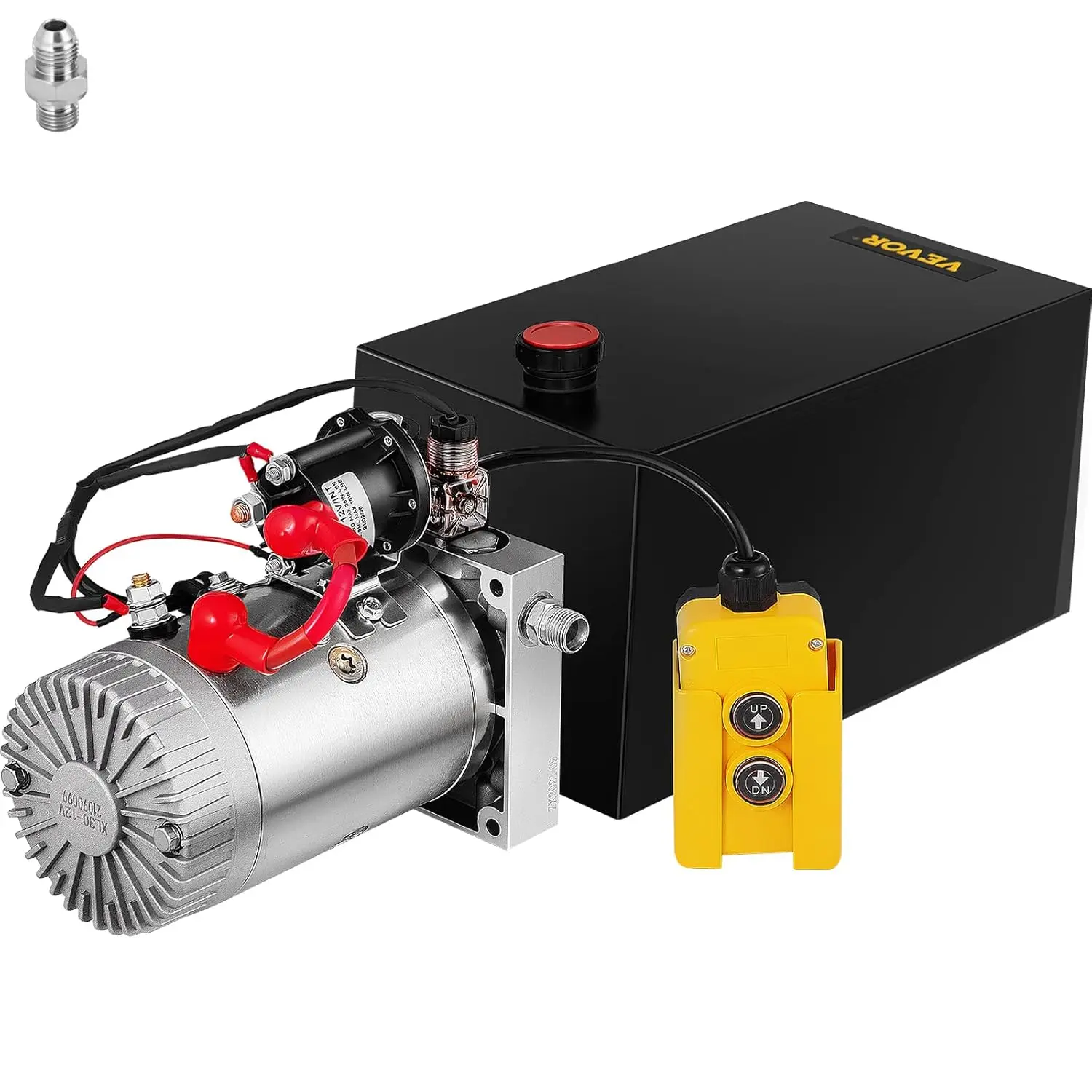 VEVOR Mophorn Hydraulic Pump, 10 Quart Hydraulic Power Unit, Single Acting Hydraulic Pump, 12V DC Hydraulic Pump (Steel Reservoir, Single Acting, 3200 PSI) w/SAE # 6 Connector for Dump Trailer Car Lifting