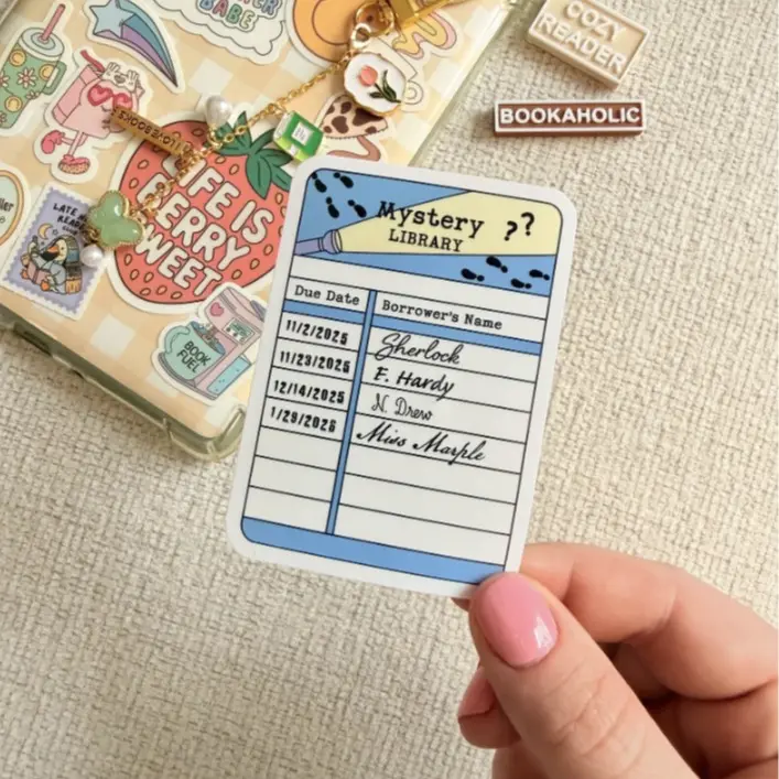 Mystery Library Card Bookish Sticker with Unique Sticker Design, Trendy Cute Accessory for Kindle, E-Readers and Book Lovers (DIY Scrapbooking & Stamping Supplies)