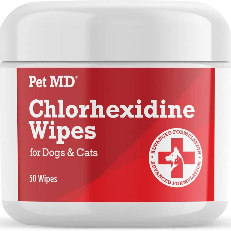 Pet MD Topical Chlorhexidine Wipes - with Aloe for Cats and Dogs - 50ct