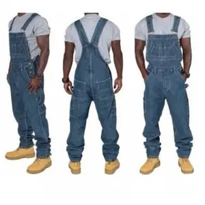 Men's Cowboy Siamese Multi-Pocket Jeans Overalls Suspenders Dungarees Sailors Dungarees Dungarees Menswear Sleeveless skinny jeans