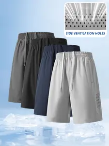 Men's zipper pocket shorts, lightweight and breathable shorts, casual comfort shorts, quick-dry sports shorts, fashionable solid color design, men's loose straight shorts, comfortable and fashionable - very suitable for daily casual and sports wear