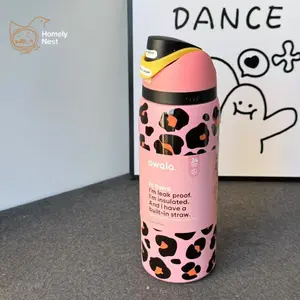 Owala FreeSip Style 32oz Insulated Tumbler Leopard Print Stainless Steel Water Bottle Leakproof Straw Lid BPA Free Travel Gym Cup