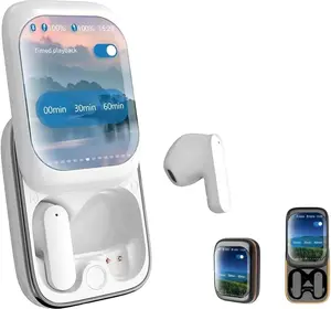 2026 New Upgraded Smart Full-Color Touchscreen Sliding Earphones, Music/Game Mode Switching, Wireless Bluetooth Earbuds, with Noise Cancellation Technology(White)