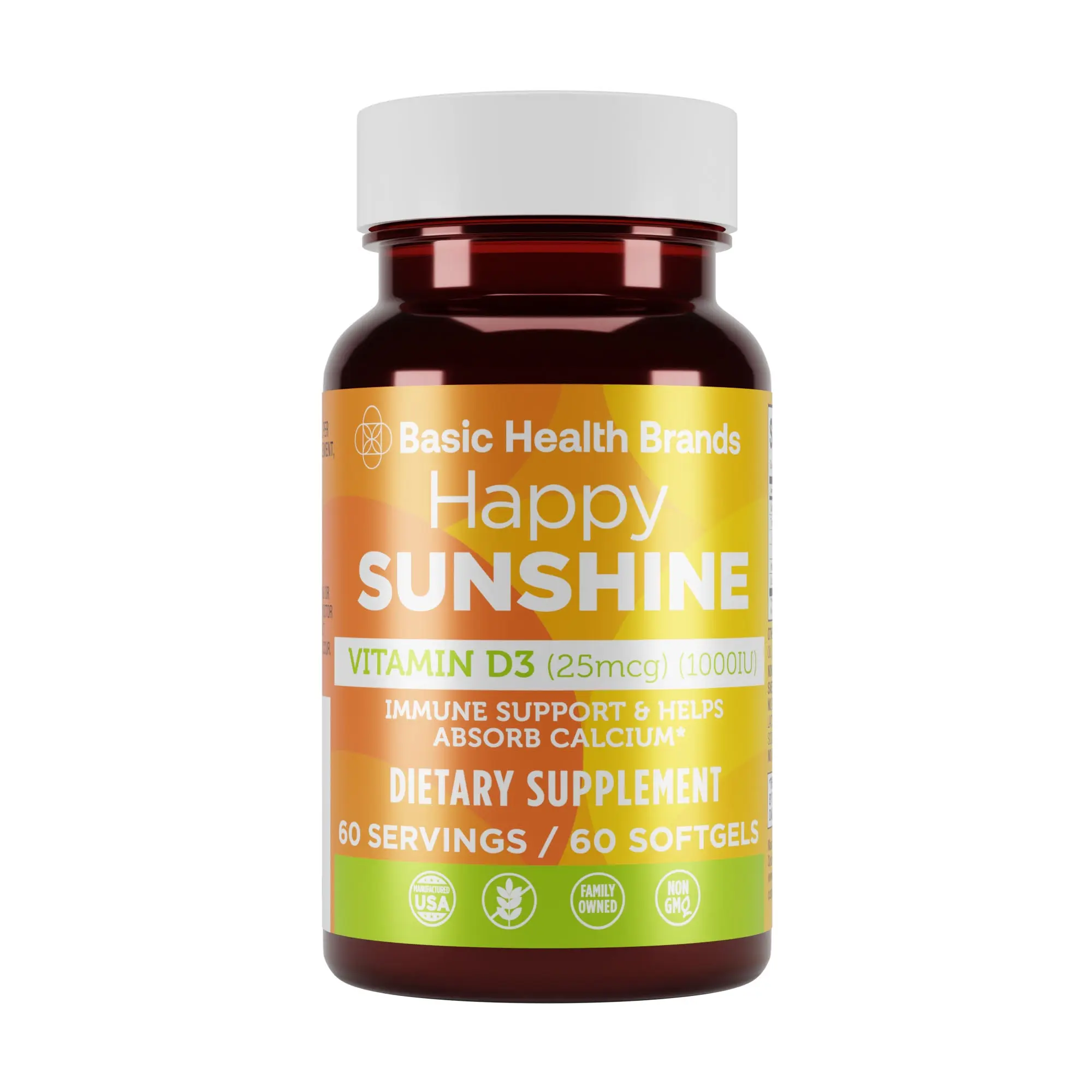 Basic Health Brands Vitamin D3 1000 IU | Immune & Bone Support Daily Sunshine Vitamin