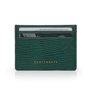 Leather Business Card Holder Lizard Pattern