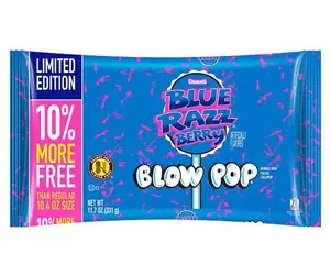 Charms Blow Pops Blue Razz Berry Flavored Candy Bag - 18 Pops