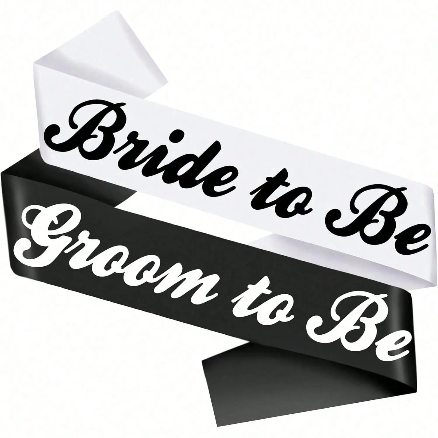 Black and White Bride Groom Sash Set, Engagement Couple Party Decorations Sashes, Printed Bride to Be & Groom to Be Sashes, Wedding Pre-party Accessories for Bridal Shower, Bachelor Party and Romantic Engagement Gift Use