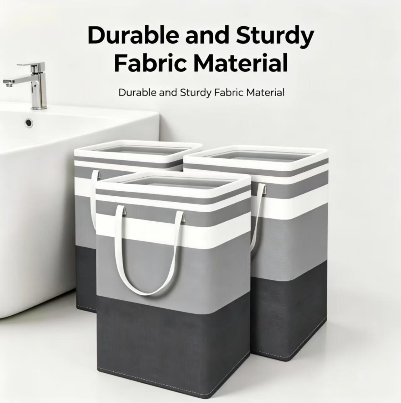 3 Pack Collapsible Laundry Hamper, Large Freestanding Laundry Basket with Handles, Waterproof Dirty Clothes Storage Bin for Bathroom, Bedroom, Dorm, Laundry Room, TikTok Viral