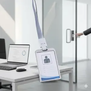 Vertical Alloy Badge Holder Set, Anti-Bend Sweat-Proof Business Card Lanyard for Conferences, Portable Campus ID Card & Work Pass Organizer with Durable Multi-Slot Design.