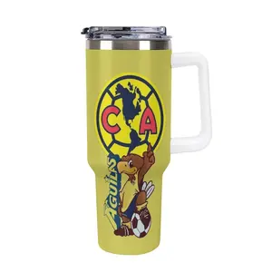 Club America Eagle Tumbler, Las Aguilas Soccer Fan Gift, Yellow Mascot Design Cup, Travel Coffee Mug, Gift for Fans, 20oz Double Silver Edge Tumbler, Mexican Football Fan Gear, Stainless Steel Tumbler, Kitchen Drinkware