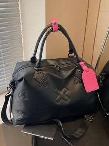 Street style cross pattern embossed handbag, crossbody bag, contrast color fashion design, can be carried by hand, shoulder or crossbody, large capacity crossbody bag for commuting and travel, Stylish crossbody bags