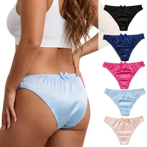 4-Piece Satin Bows Panties Set for Women - Luxury & Cute Underwear with Elegant Bows, Soft Satin Fabric, Colorful Womenswear for Daily Wear