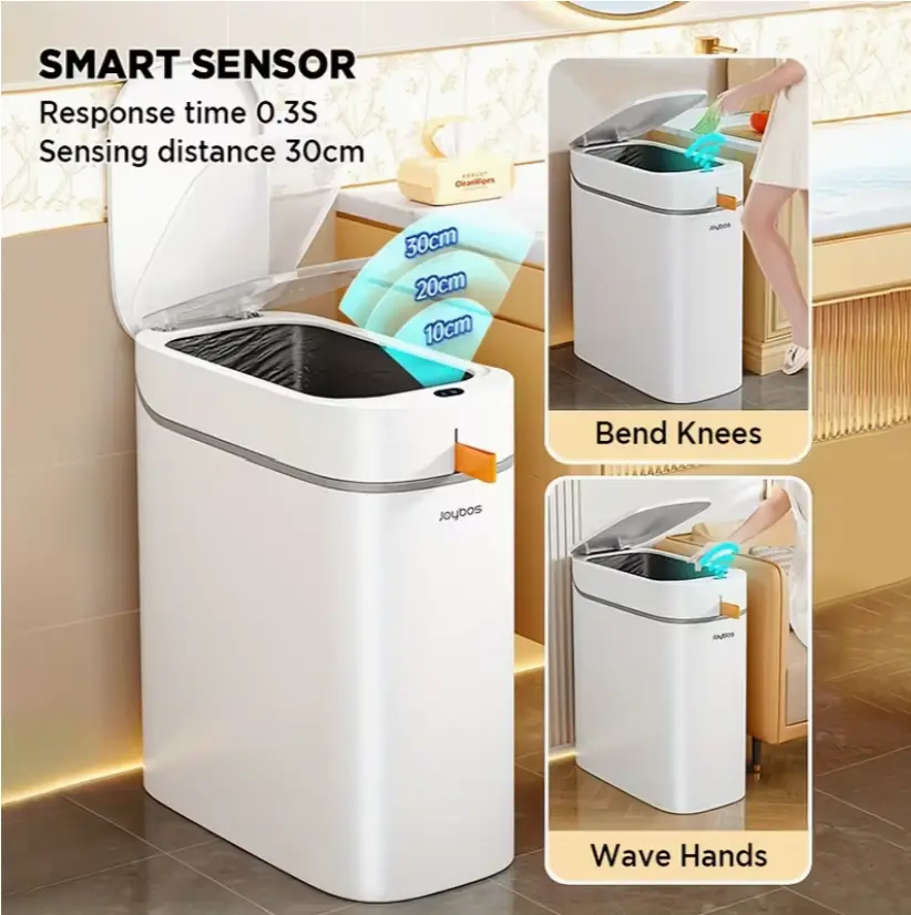 Touchless Trash Can for Bathrooms, Featuring a 3.5-Gallon Capacity And a Rechargeable Type-C Interface. This Smart Bin Operates with a Motion Sensor And Is Ideal for Use in Bedrooms, Offices, Kitchens, Bathrooms, Homes, Rooms, Rvs, And Laundry Areas