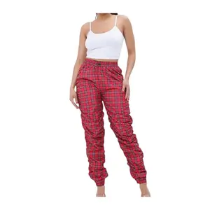 Women’s Red Plaid Windbreaker Joggers