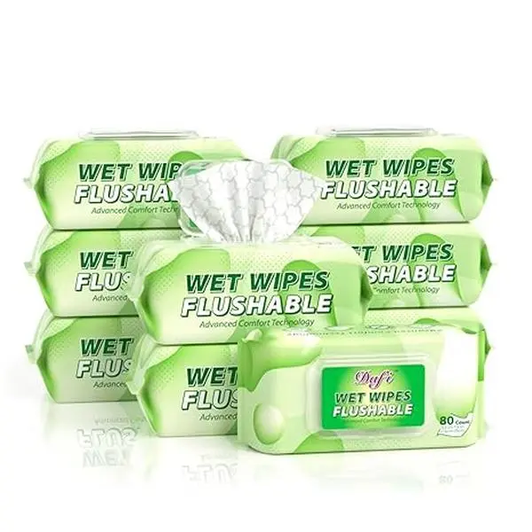 【Spend $49.99, Get Free Cooling Wipes!】DAFI Flushable Wipes for Adult Wet Wipes, Total 720 Unscented Toilet Wipes Flushable, No Alcohol & 100% Plant Based Fibers, Septic and Sewer Safe Pack of 9 Sheets