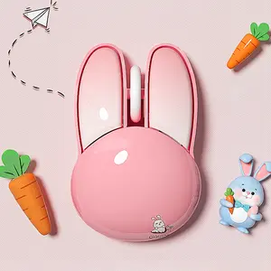 Mofii 1 Piece Cute Rabbit Ear Wireless Optical Sensor Mouse - Portable, Silent, Pink Aesthetic Design for Girls, Universal for Desktops/Laptops (Battery Not Included)
