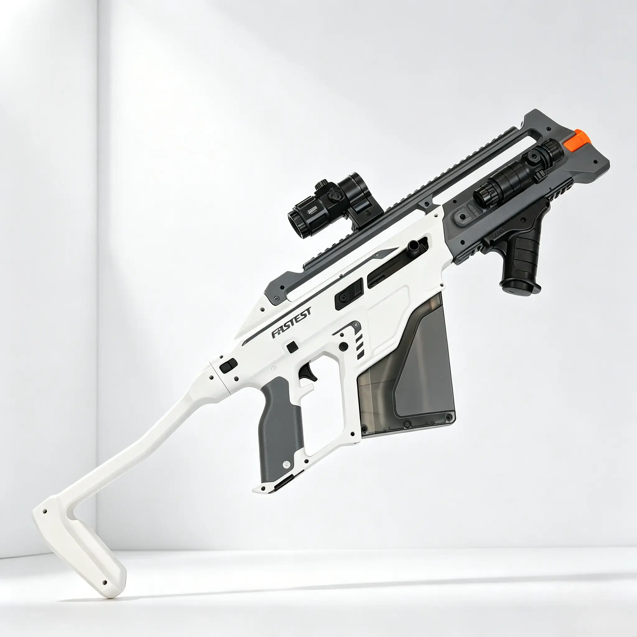 Lehui Long Electric White Toy With Foldable Stock & Tactical Light | Outdoor Play Toy