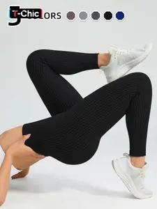 Women's High Waist Solid Color Casual Yoga Leggings, Comfortable Full-Length High Waisted Athletic Sports Pants, Quick-Dry Breathable Four-Way Stretch