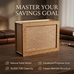 Wood Money Box with Pen Reusable Money Saving Box Practical Money Box Piggy Bank with Stickers Easy to Use Cash Piggy Bank 7.87×5.8×2.95 Inch Money Saving Bank Portable Money Bank for Kid Adults