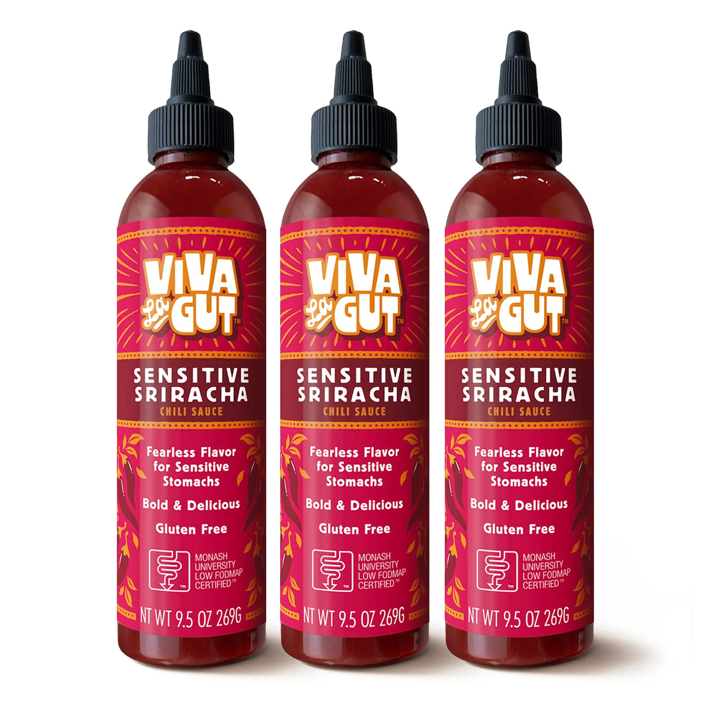 3-Pack Viva La Gut Sensitive Sriracha Hot Sauce