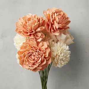 Pink & Cream Sola Wooden Flower Bouquet | Colorful Wedding | Setpember Orange Bouquet | 5+ Signature Flowers and Filler Flowers