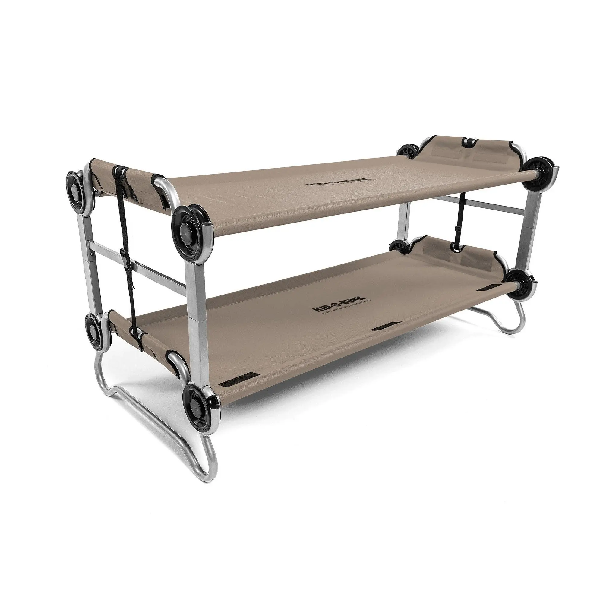 Disc-O-Bed Youth Double Cot Kid-O-Bunk w/ 200 Pound Capacity & Carry Bags, Tan