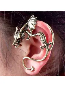 European and American exaggerated Gothic punk retro flying dragon cuff earrings