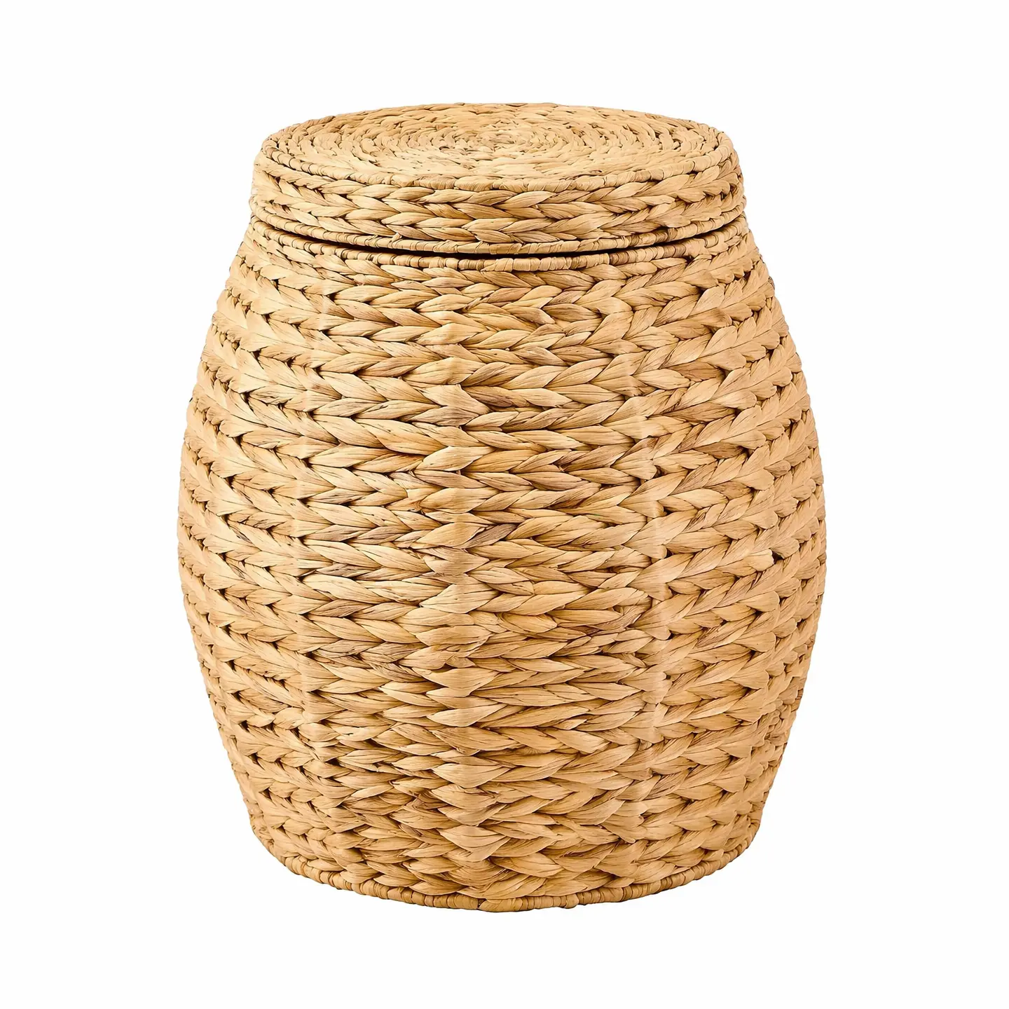 Boho Laundry Hamper, Handwoven Wicker Storage Ottoman with Lid, Multipurpose Stool & Storage Basket, Laundry Basket