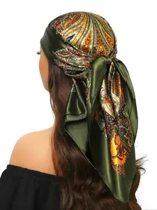 Women's Boho Style Paisley Print Square Scarf, Vintage Trendy Bandana, Fashionable Hair Accessories for Women & Girls Scarf Head Wrap
